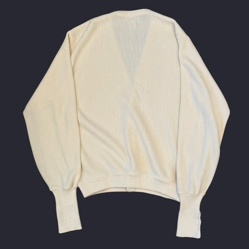Vintage Izod Ivory Knit Cardigan Adult Size Medium Preppy Academia 80s 90s VTG